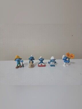 Vintage Smurfs Figurine Toy Set Of 5